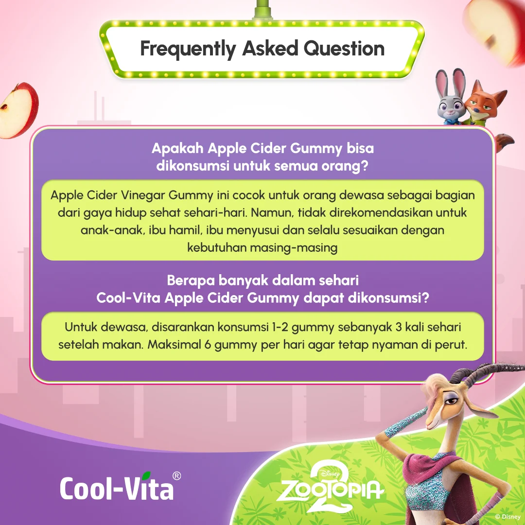 Coolvita Apple Cider Vinegar Gummy Sleeve Zootopia2 Box - Image 9