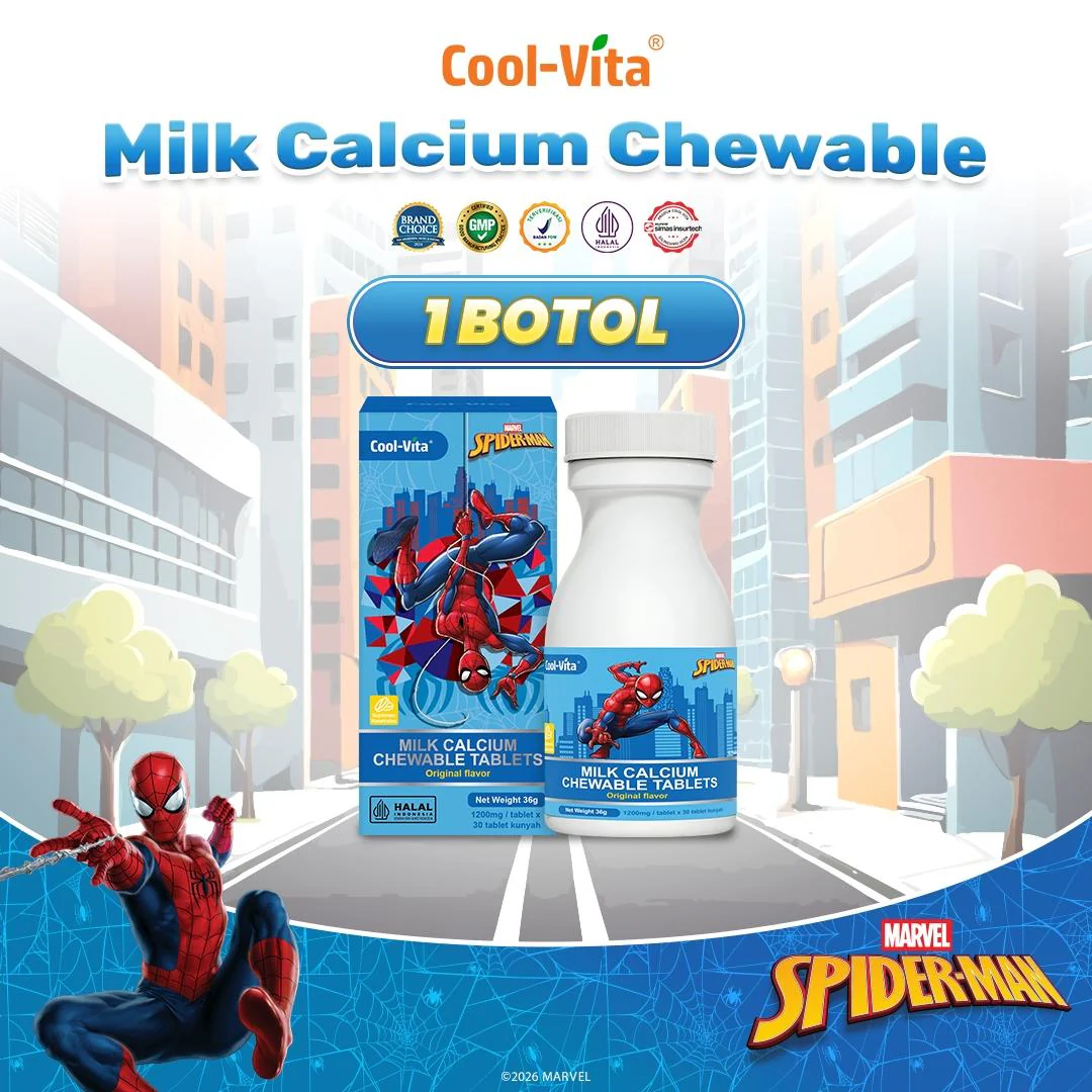 CoolVita Disney Spiderman 1 Botol Calcium Chewable 30 Tablet Kunyah
