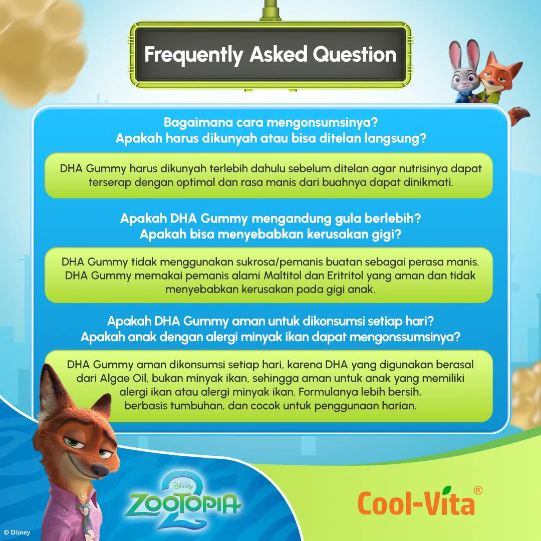 CoolVita Disney Zootopia2  3 Box DHA Gummy + 2 Pouch DHA Gummy (Total 62 Gummy) - Image 7