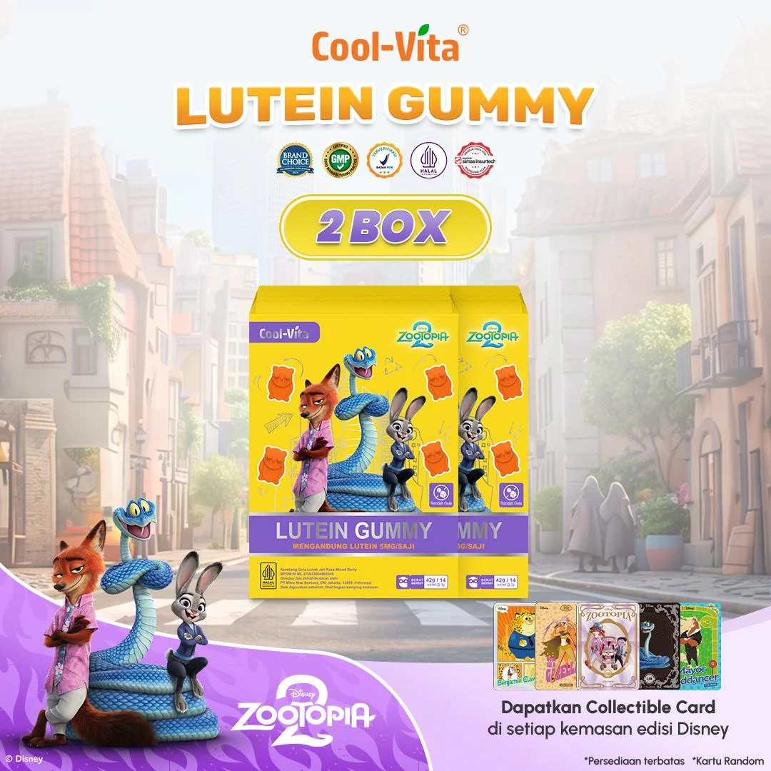 CoolVita Disney Zootopia2 Lutein Gummy Box Isi 14 Sachet Rasa Mix Berry Variant 1,2,4 - Image 2